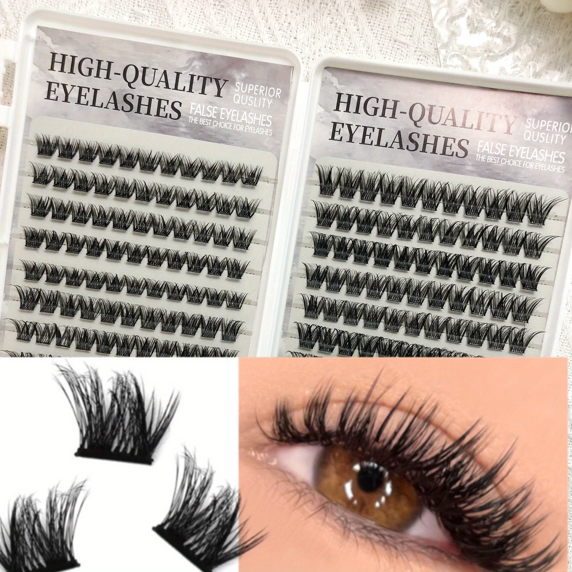 Glue-free Direct Paste Eyelashes - 220 Clusters, Beauty And Personal Care, 0.07mm Thick, No Glue Required
