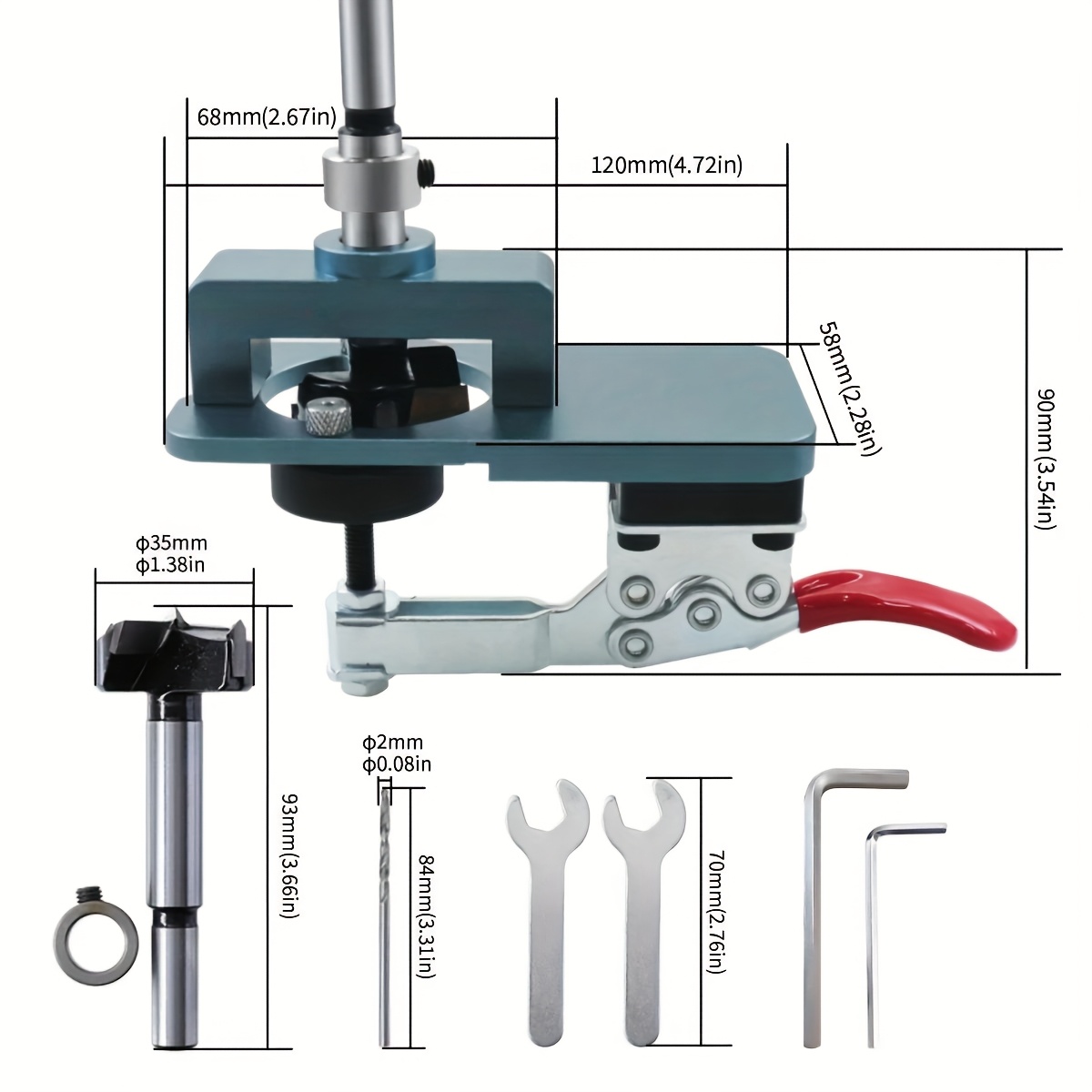 E-shop 1 Ersatz-Bit-Set/Verdeckte Scharnier-Bohrschablone – 1 Set 35-mm-Scharnier-Anbohrschablonen-Set aus Aluminiumlegierung,