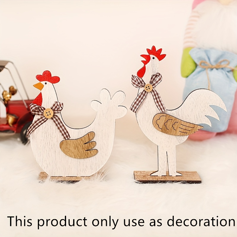 

1pc Easter-themed Party Decoration: Diy Wooden Rooster With Wings Ornament. A Creative Tabletop Decoration, Suitable For Decorations As Well As Spring Tree Ornaments. An For Easter Holiday Decoration.