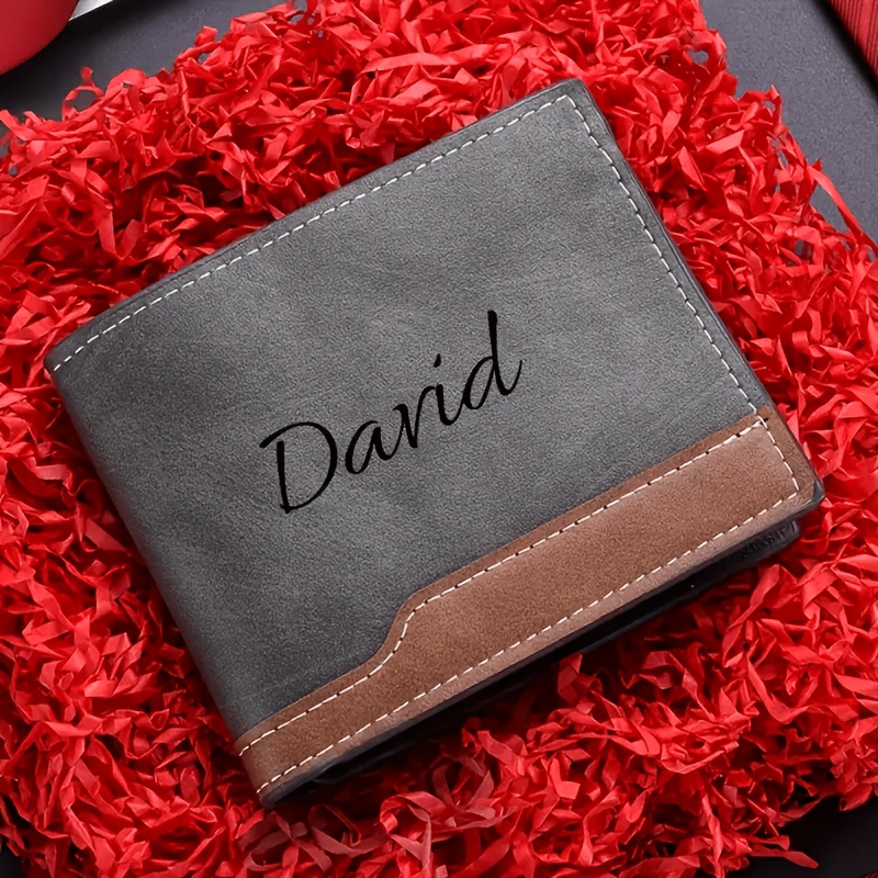 TEMU Personalized Men's Compact Wallet | Large Capacity Card Case Clutch | Retro Professional Purse
