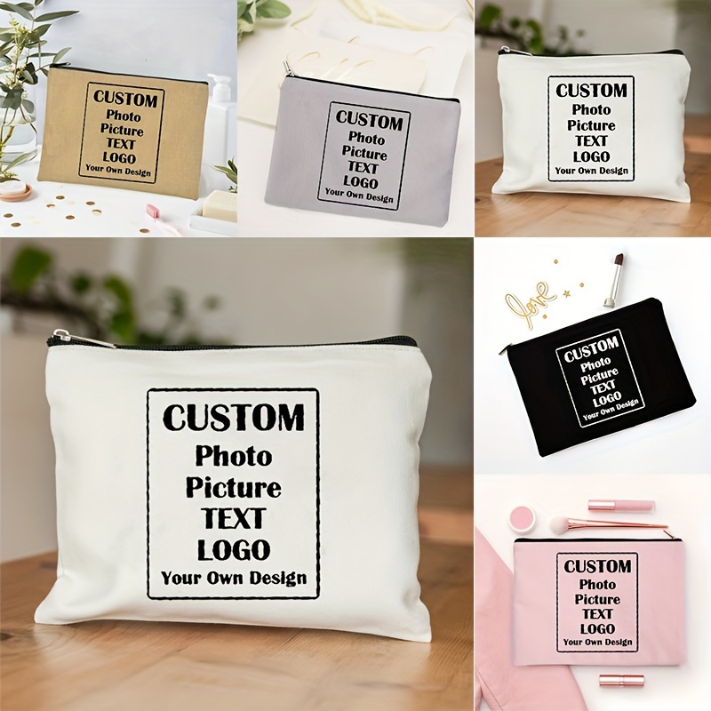 

Are Mixed Colors, Which Are Normal Due To The , Not . 1pc Personalized Customized Name//text/picture Canvas Bags Toilet Kit Teacher/birthday Gift Cosmetic Bag Mini Makeup Pouch