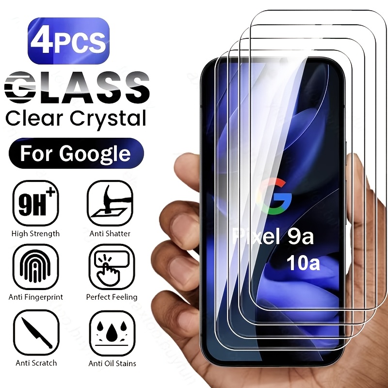 TEMU 4 piezas de cristal templado 9H para Google Pixel 9A Pixel9a, protector de pantalla para Pixel 10A Pixel10a