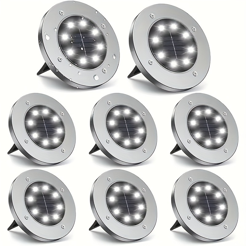 

4/8pcs Solar Stainless Steel Garden Lights, 8 Led Outdoor Lighting Decorative Landscape Lamps, Lawn Lights For Pathway, Yard, Deck, Patio, Walkway