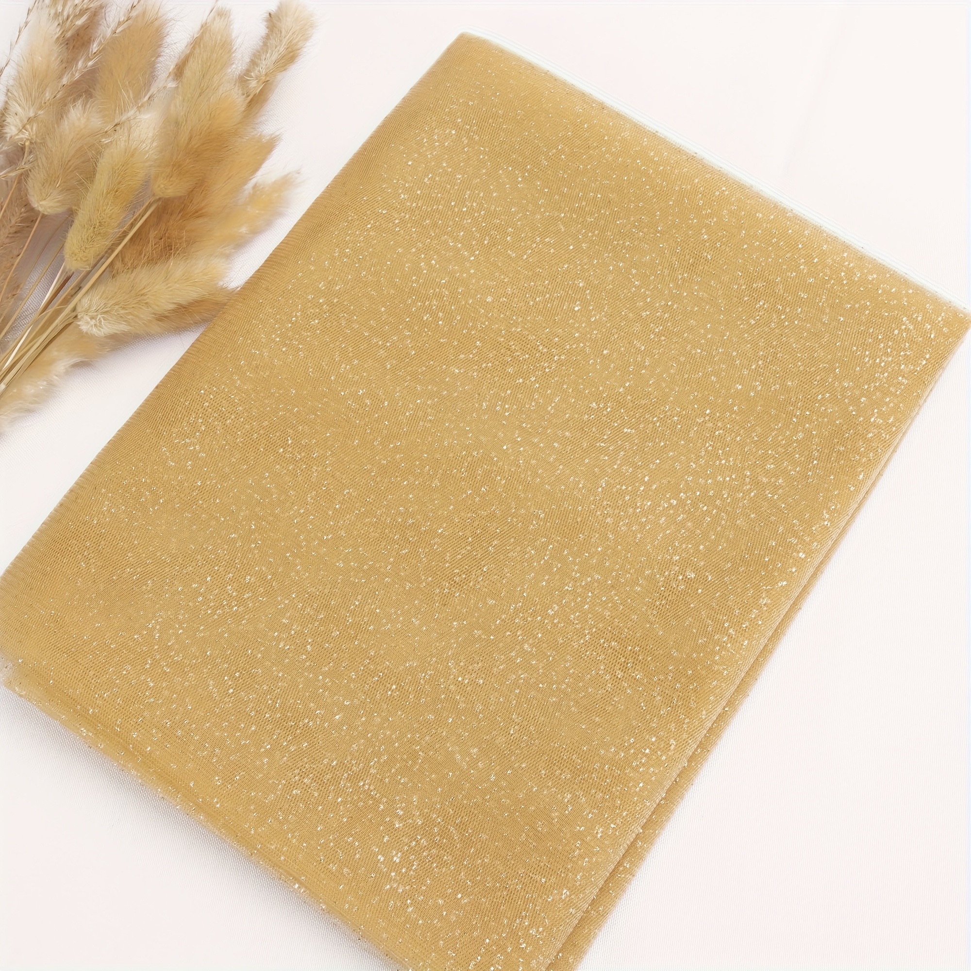E-shop Schimmernder goldener Tüllstoff mit Pailletten, pro Yard erhältlich, für die Herstellung von Brautsträußen, Kleidern, Bastelarbeiten und als für
