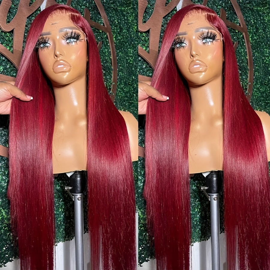 

13x4 Red Wig Red For Women Long Straight Wig Glueless Synthetic Wig For 26