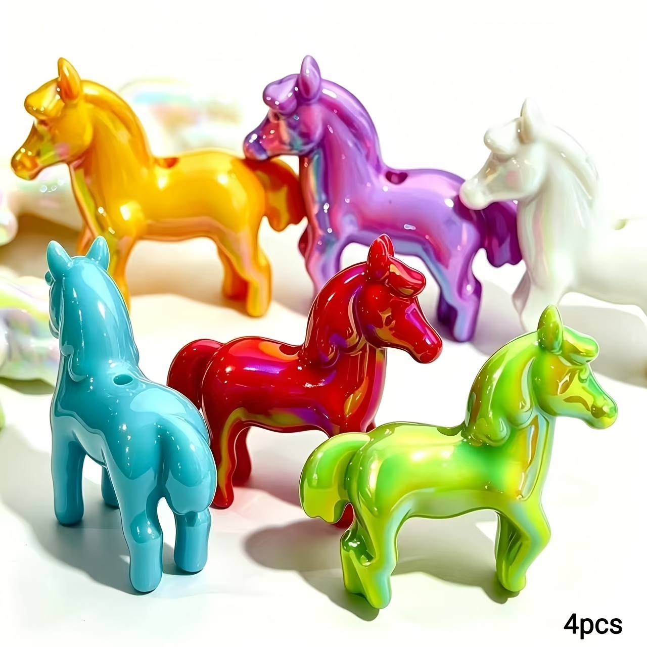 TEMU 4pcs 30mm Glossy Pony-shaped Through-hole Beads, Acrylic Loose Beads For Clothing, Shoes & Boots, And Jewelry Accessories > Women's Fashion >