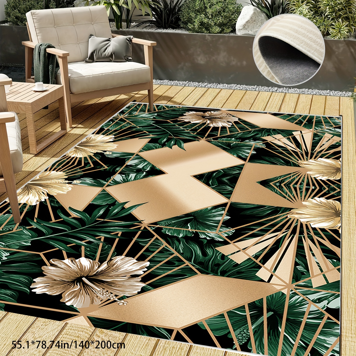 

Plush , Hiroshi Cashmere Outdoor Rug - 12mm Thick, Stain & Slip Resistant, Machine Washable With Modern Geometric Room And Patio Decor