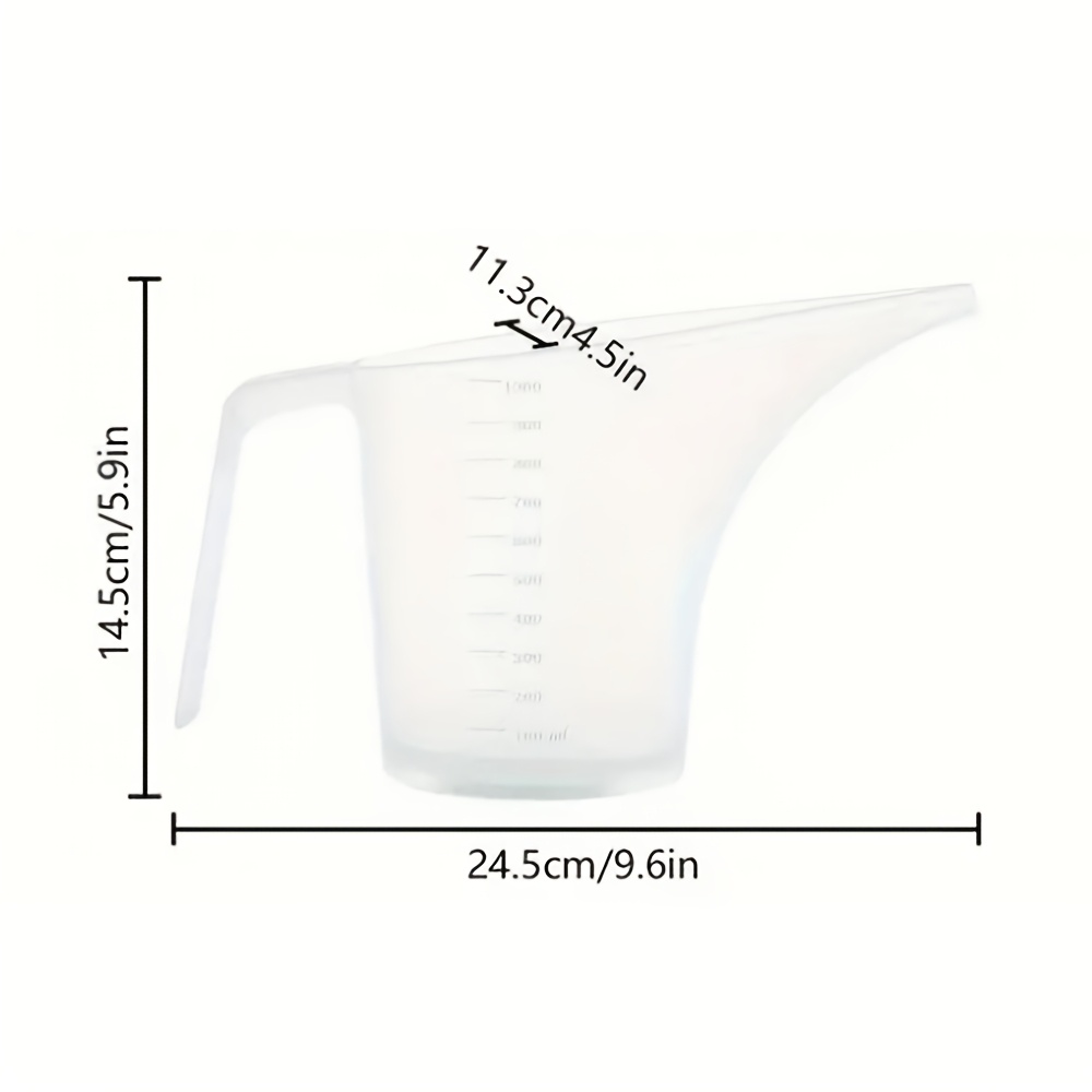 TEMU Plastic Funnel Long-mouth Measuring Cup, Large Capacity Measuring Cup, Suitable For Baking Molds, Pancakes, Batter, Muffins, Cakes, Soap Making,