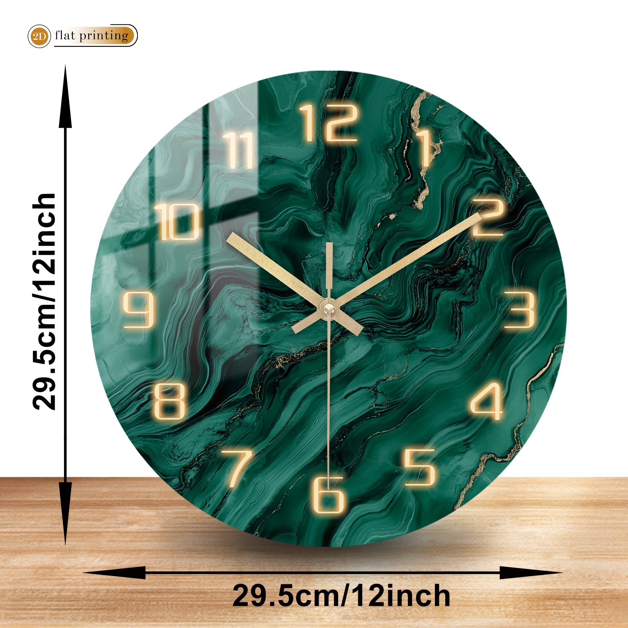 TEMU Abstract Marble Pattern Wall Clock, Wooden Silent Clock - 2d Printed Quartz Clock, Suitable For Decorating Restaurants, Kitchens, And Cafes,