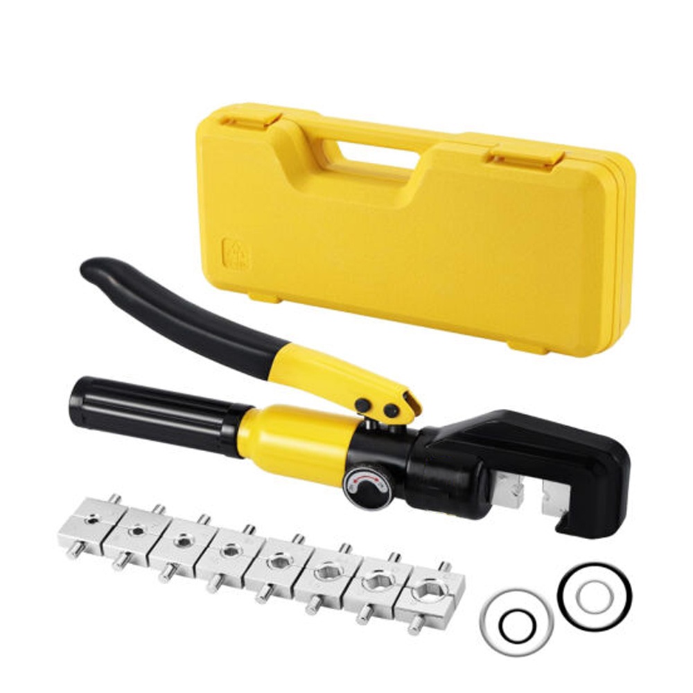 1 Set 10 Ton Manual Hydraulic Pliers Kit, Includes 4/6/10/16/25/35/50/70mm² Hex Crimping Dies In A Compact