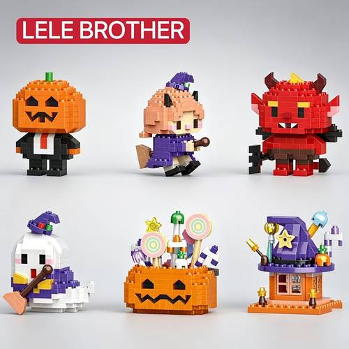 halloween series assembly block set jack o lantern witch ghost pumpkin candy box gift assembly toy halloween series model assembly model holiday birthday gift halloween thanksgiving gift desktop ornament