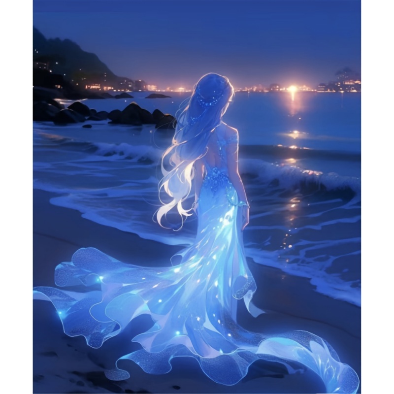 

Seaside Girl Diamond Art Painting, Full Round Diamond Art, Decorative Wall Art Hanging Painting Home Decoration Valentine's Day Gifts, Decorative Craft Wall Art For Home Wall Decor Gifts