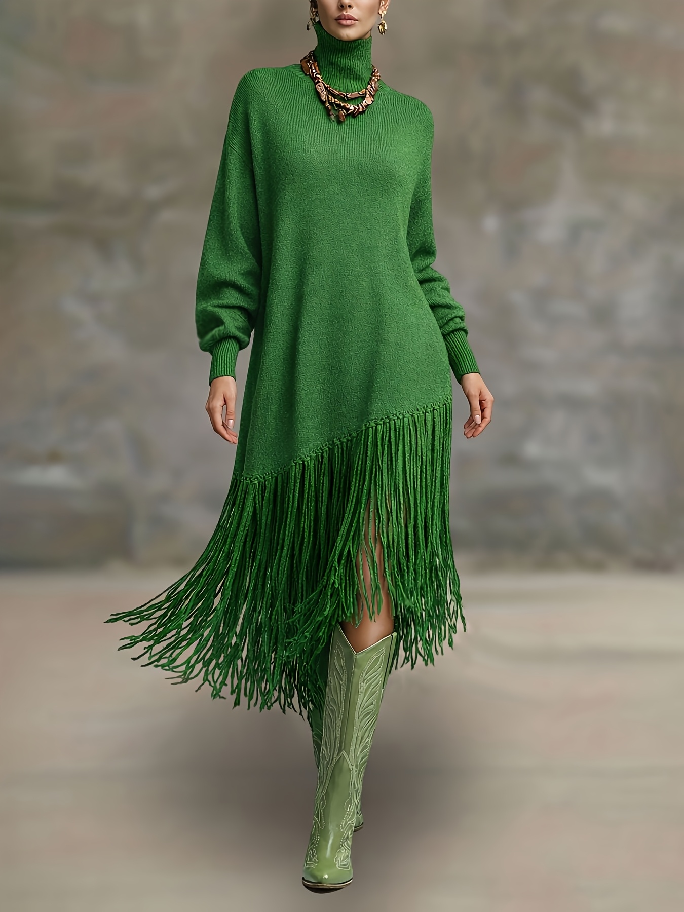 green sweater dress sold on Temu United States