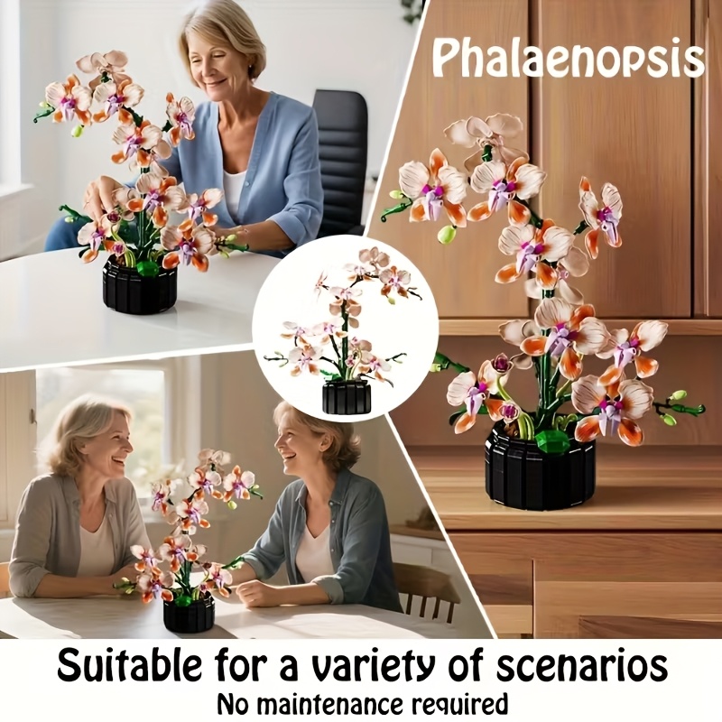 Home Desktop Ornament, Champagne Orchid Puzzle Blocks