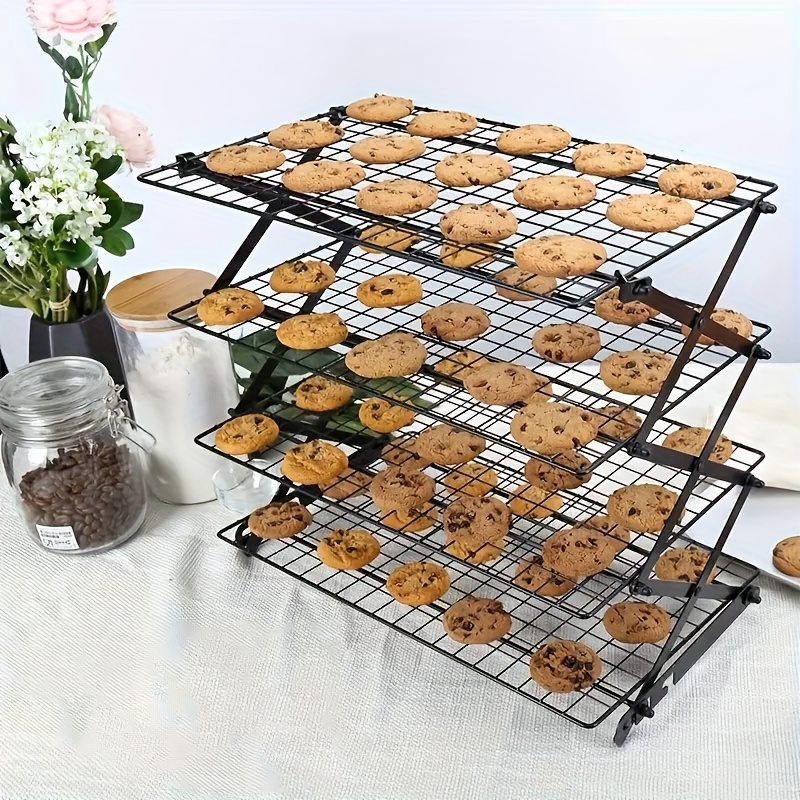 3 4 layer collapsible cooling rack metal wire rack for baking trays popular   purchase   recommended stackable baking and cooking drying wire cooling rack with 4 adjustable settings camping grill for cooking and cooling and cake