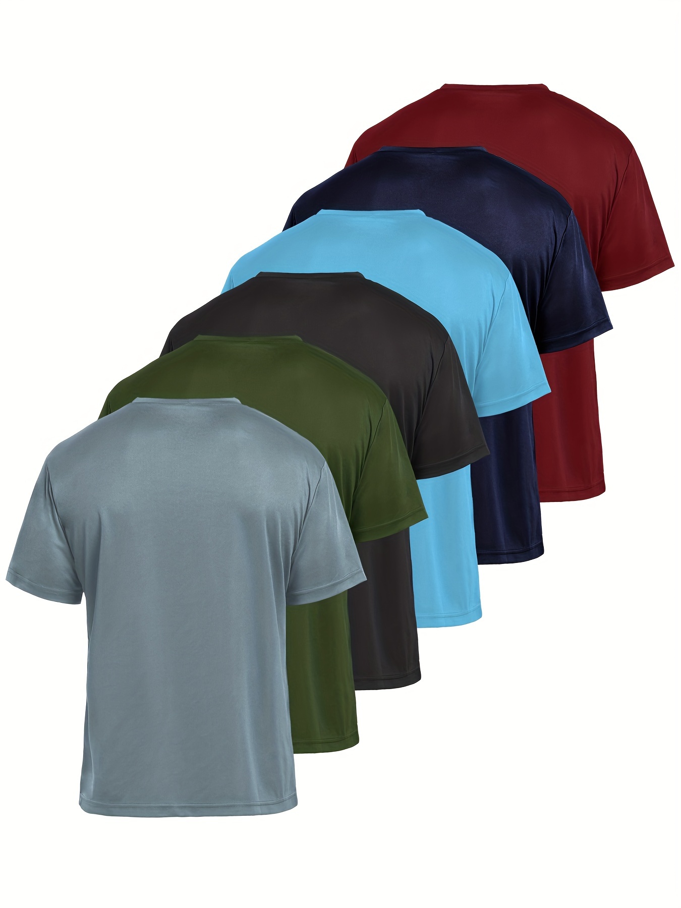Set di 6 magliette casual sportive a maniche corte con collo a giro per uomo, ideali per l'estate all'aperto
