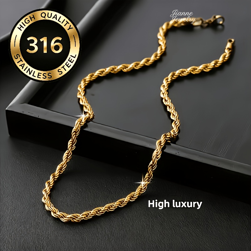 TEMU Exquisito collar de cadena de cuerda trenzada, para hombres como para mujeres, con un diseño de cuello trenzado a , con una cadena de acero