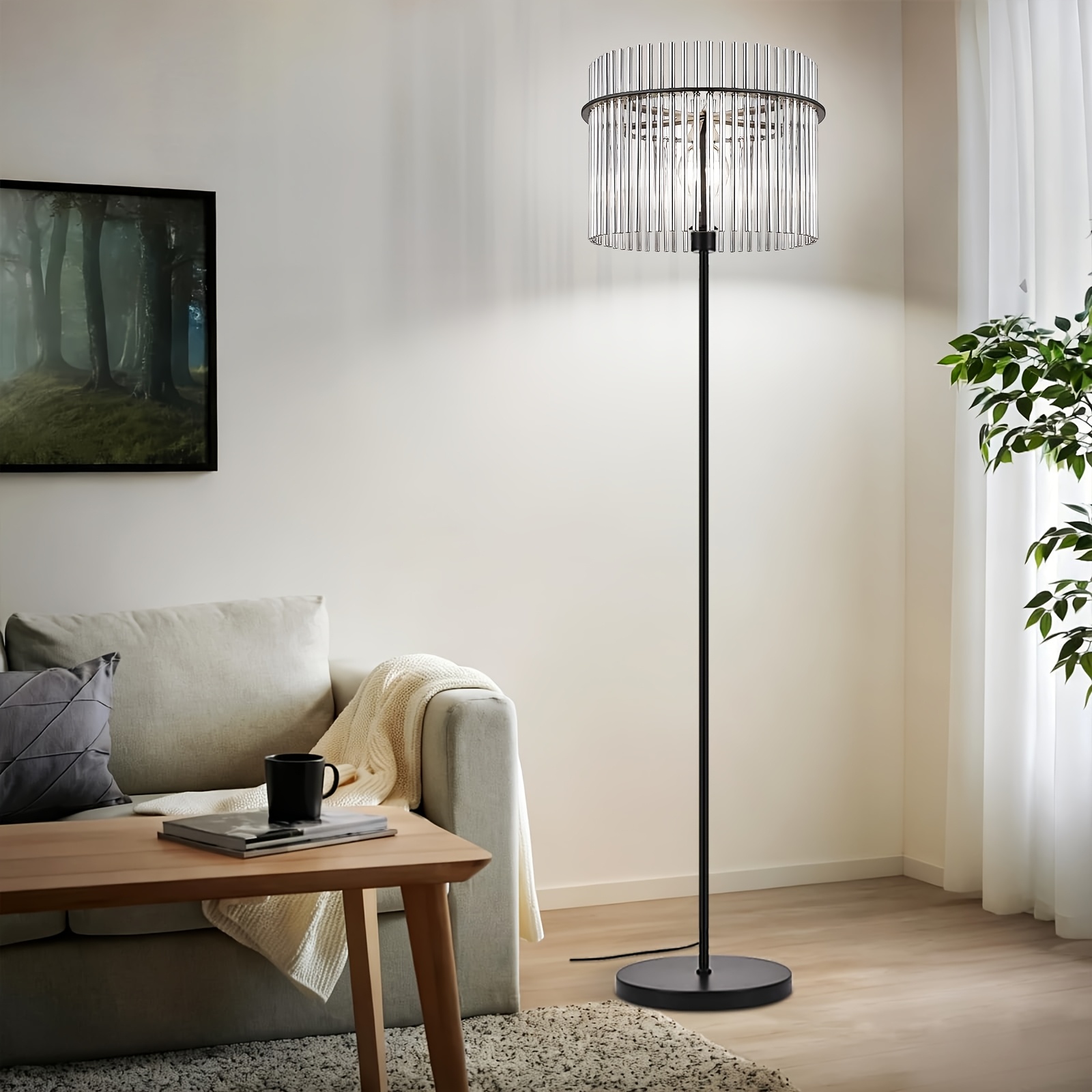 Light Painter Floor Lamp Black Floor Lamp Glass Floor Lamp Living Room E27 | With Foot Button, Reading Lamp, Modern Living Room Lamp, Standing For Bedroom, Children's Room, Offices (without Bulbs)