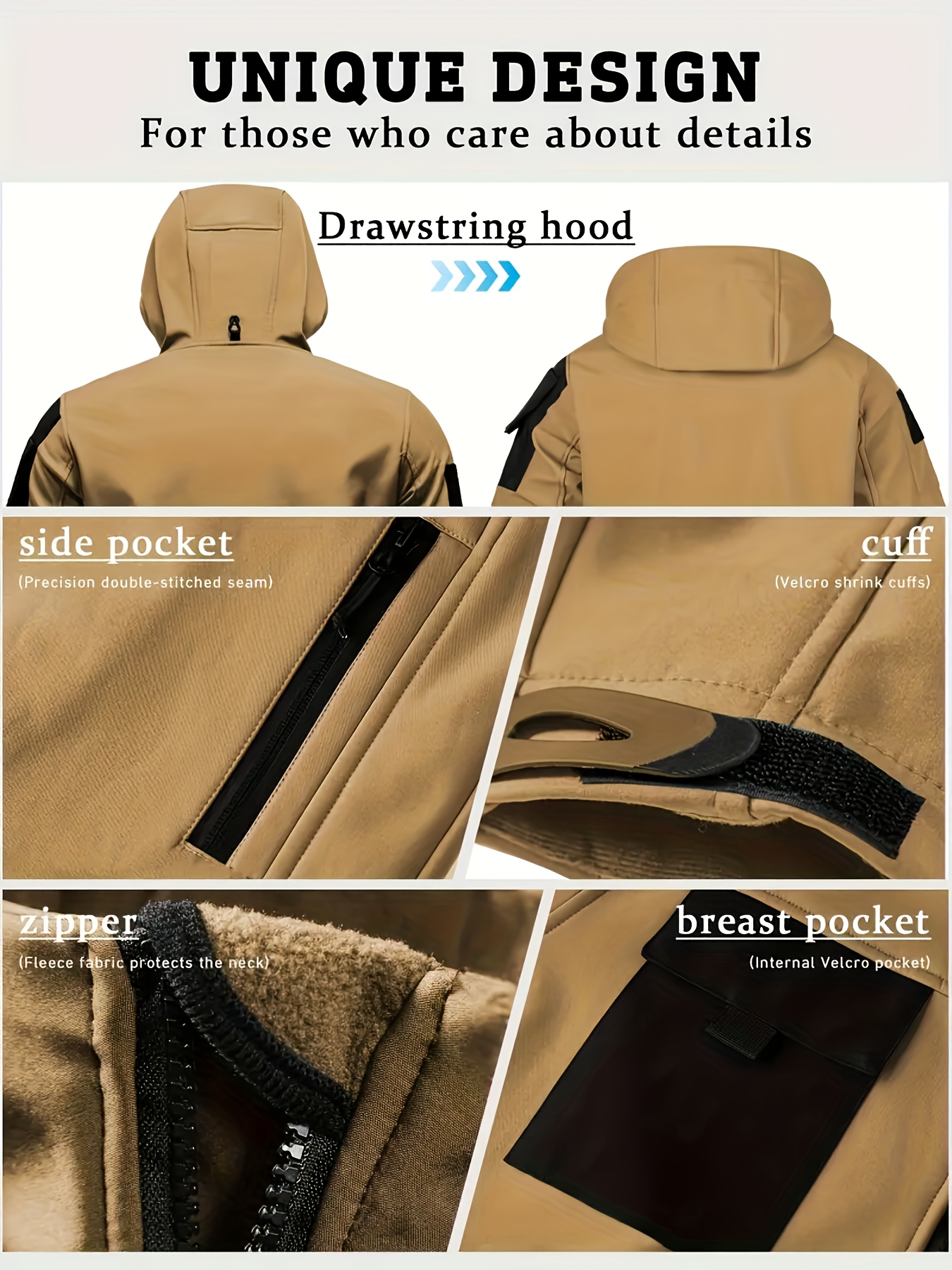 Men's Tactical Fleece Hooded Soft Shell Jacket & Overalls Set