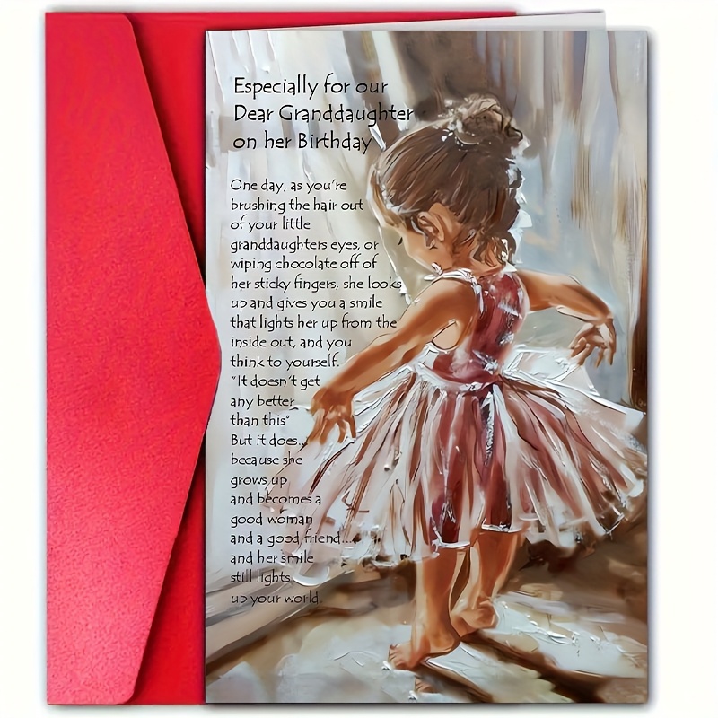 

Personalized Birthday Greeting Card For Granddaughter, , For Any , With Envelope, For Thoughtful Celebration Stationery Gift