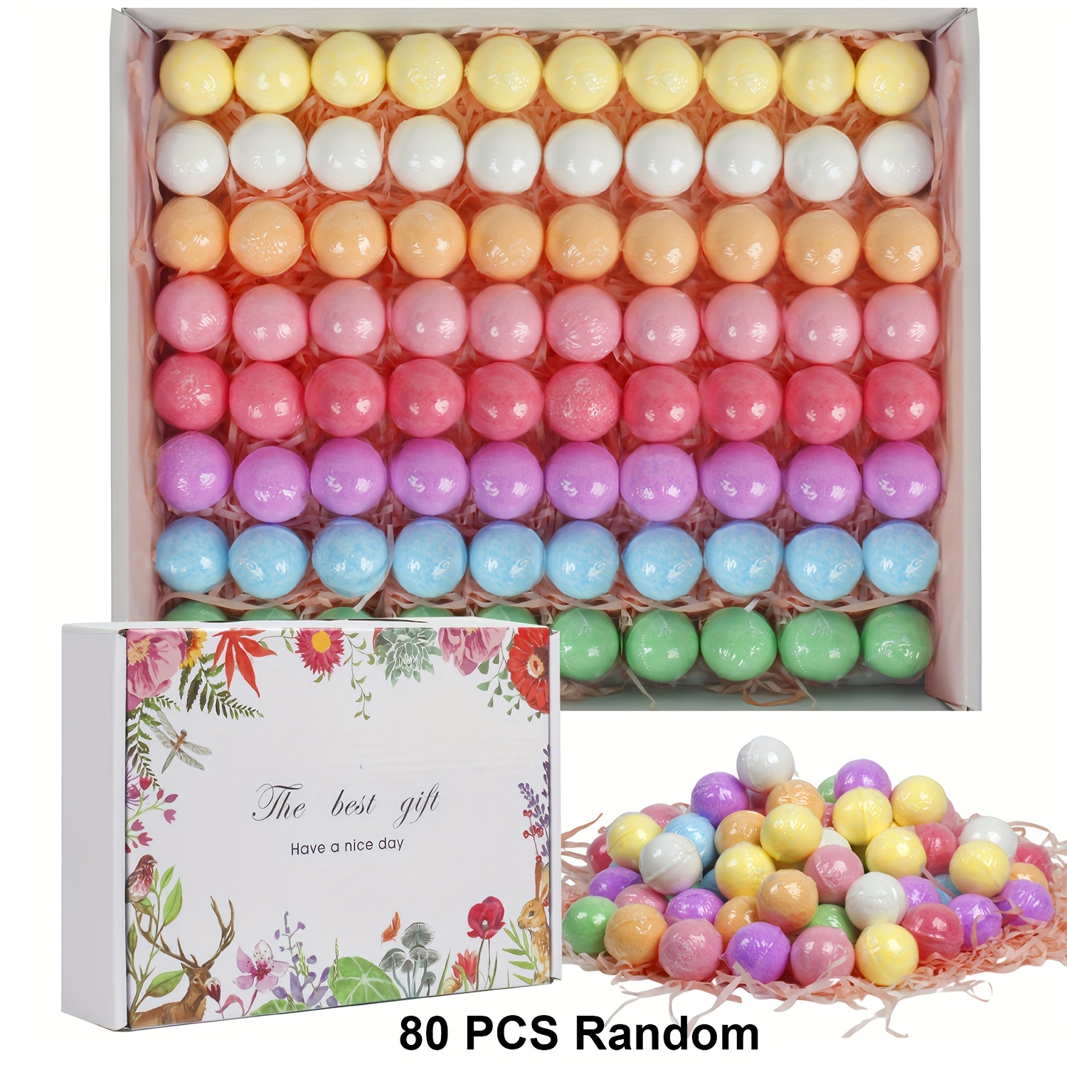 Image of Gift Set For Women, 80pcs Random Handmade Bubble Bath Fizzes Rich In Essential Oils, Perfect For Wife, Girlfriend, Sisters On Birthday, Christmas, Anniversary, Valentine's Day