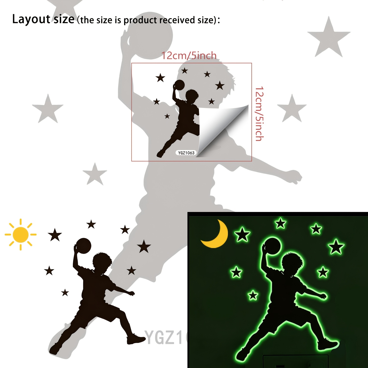 1pc Green Light Luminous Soccer Boy Outline Switch Sticker - Removable Self-adhesive Wall Sticker, Suitable For Bedroom, Living Room And Entrance Decoration Switch