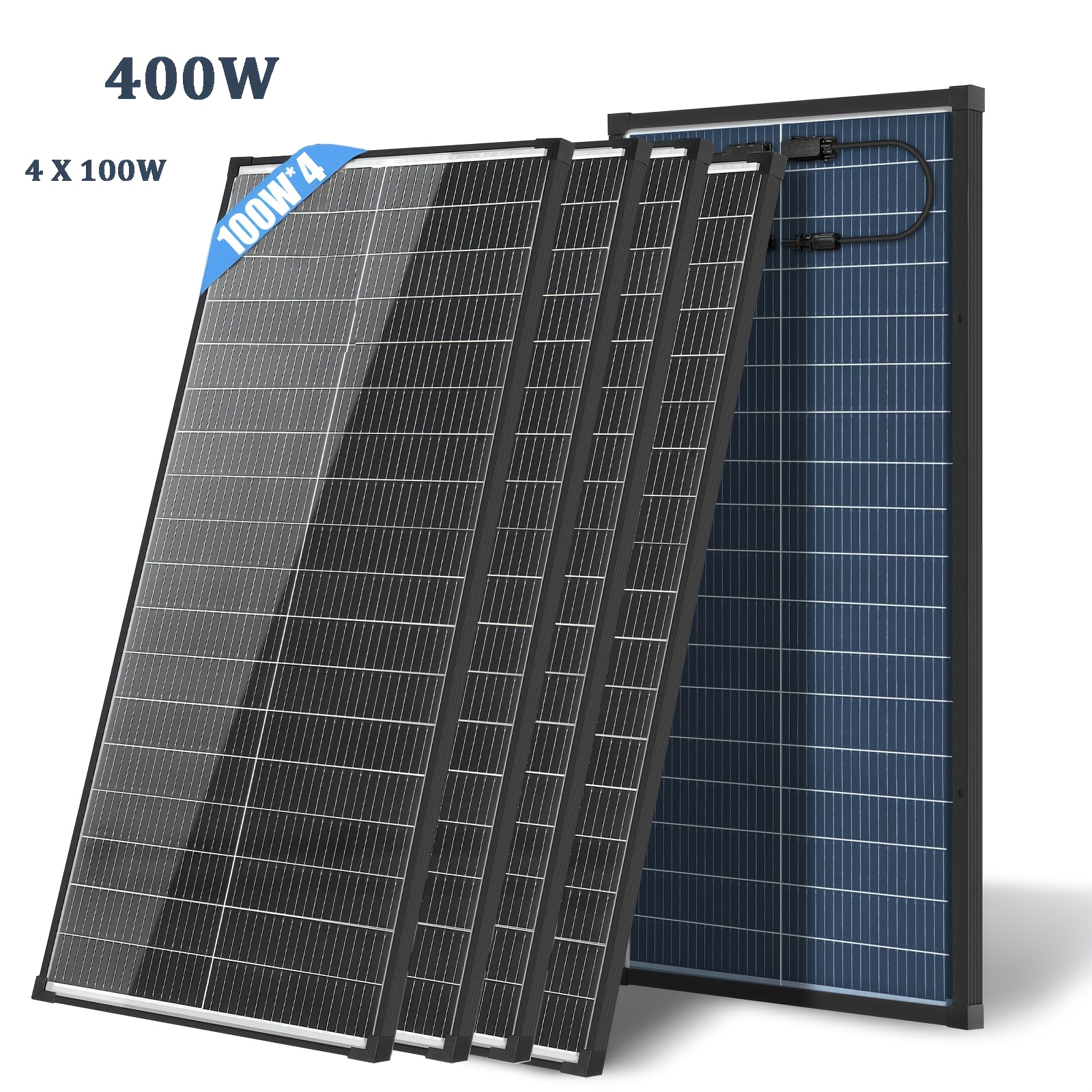 100w Bifacial Solar Panel, N-type Monocrystalline Solar Panel 25% High Efficiency, Dual-sided Power Generation, 12v Pv Module For Rv Camping Home Off- Emergency Backup Power, Without Battery