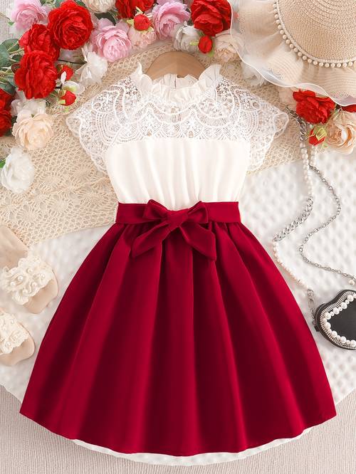 girls summer tank dress 2026 new girls lace trim collar thin sleeveless dress 1pc for summer