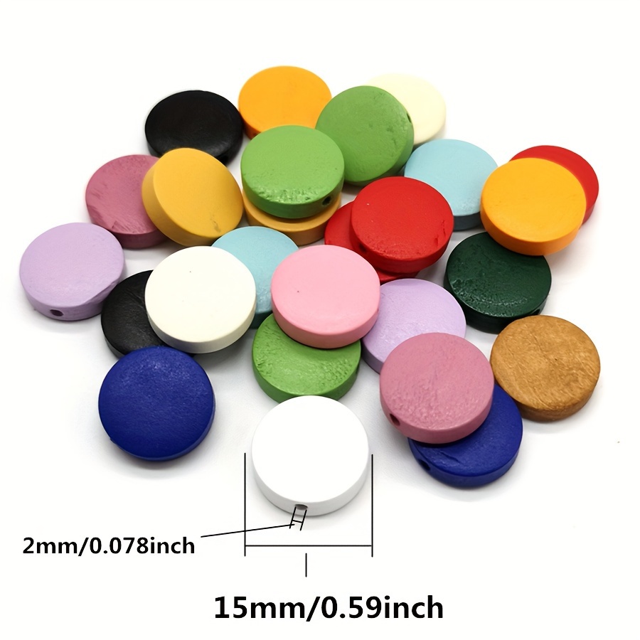 20pcs Flat Round Wooden Beads for DIY Jewellery Making