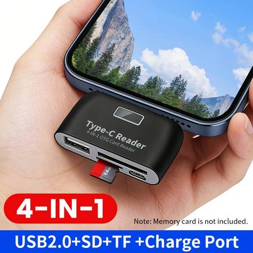 4 in 1 otg card reader multi function high speed video and photo transfer sd tf card reader writer adapter driver free plug and play portable external reader tf for type such as cameras and smartphones