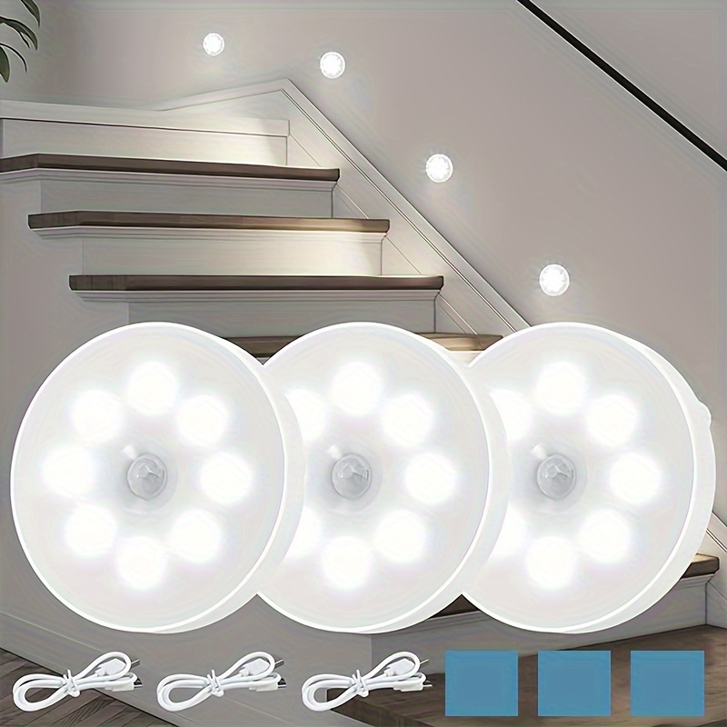 

6pcs Led Motion Sensor Lights - Usb Rechargeable, Options, Magnetic For Bedroom, Kitchen, Hallway - Soft Ambient Lighting, Multiple Colors , Motion Sensor Light Indoor