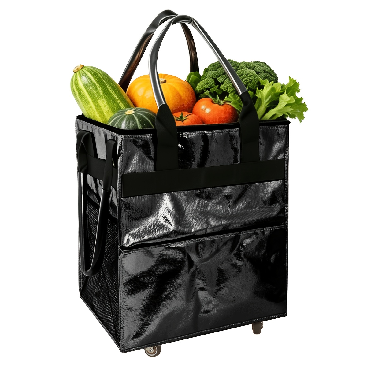 TEMU Portable Large-capacity Wheeled Grocery Tote For Market And Travel, Travel Duffle Bag With Wheels, Shopping Cart, Casual Design, Durable Build,