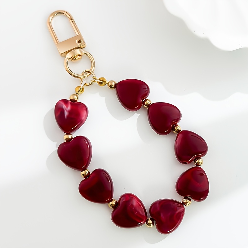 Light Luxury Resin Heart Phone Chain Phone Case Additions Hanging Ornament Phone Chain Bag Hanging Christmas Gifts Keychain