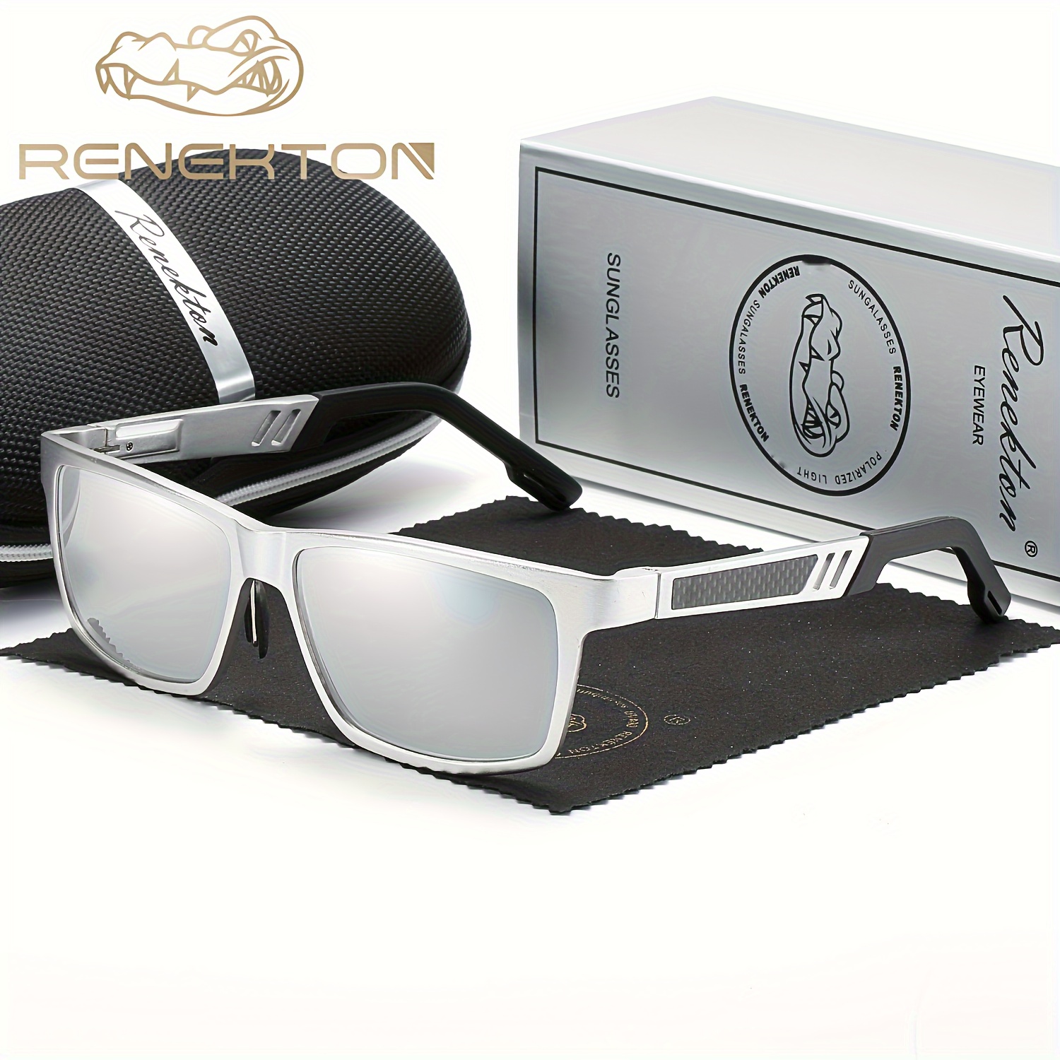 1pc Renekton Men's Polarized Sunglasses, Aluminum Magnesium Driving Glasses, Rectangle Frame Tac Lens Sunglasses,Sun Glasses,Temu