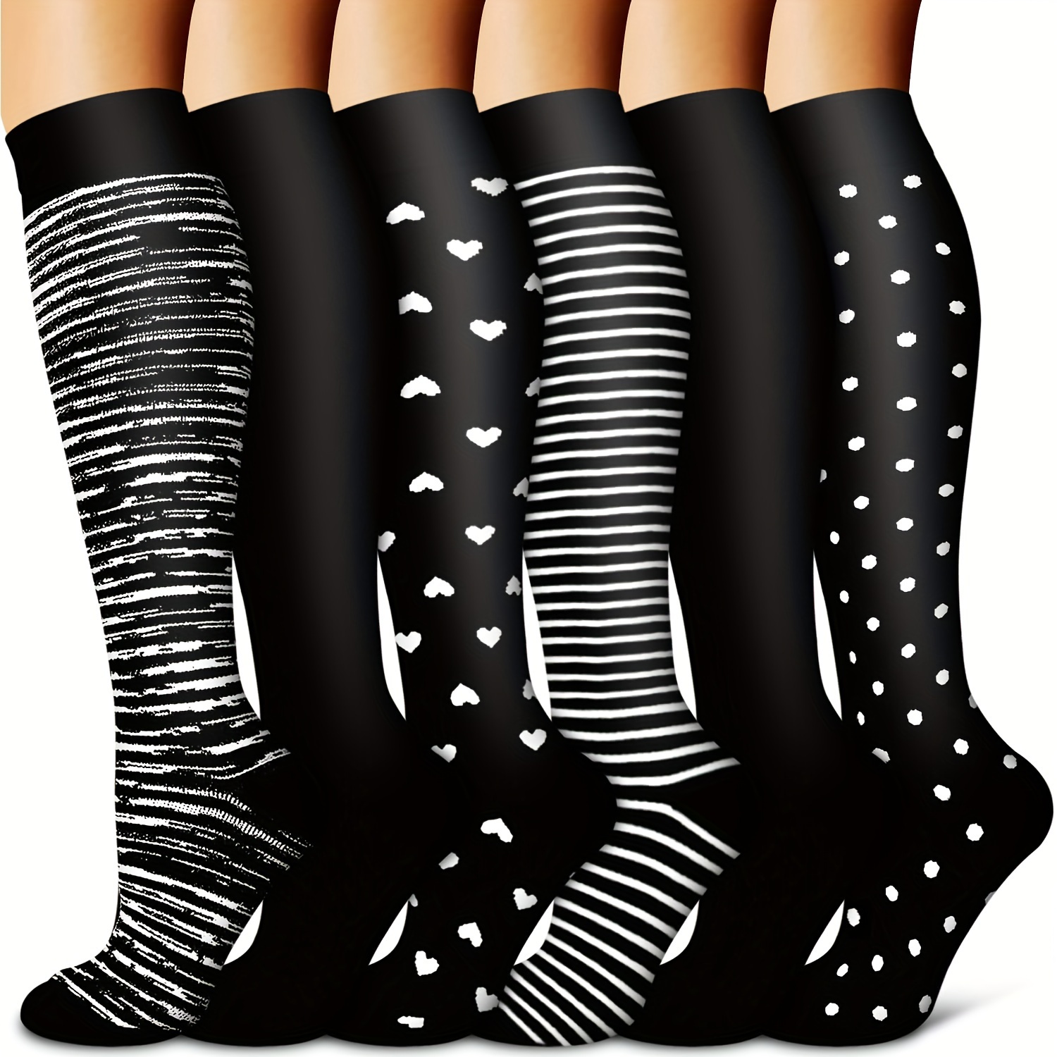 

6 Paris Socks Stockings Women Men Best Rated Support Non Slip Travel Long Flights Medias De Compresión Para Mujer Christmas Gift Friend Mother Dad Work Sport Running Hiking Cycling