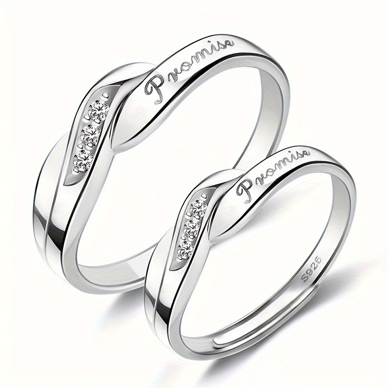 

Simple Hot Selling New Ring Electroplated Zircon English Ring Pair Ring