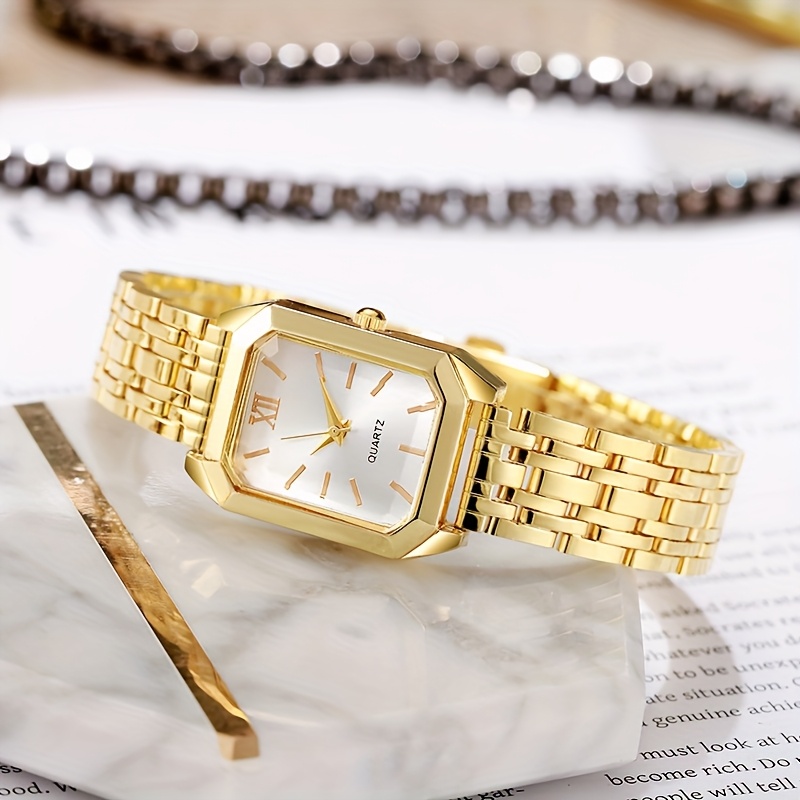 TEMU Women's Elegant Wristatch, Luxury Golden Exquisite Creative Casual Watches, For Ladies