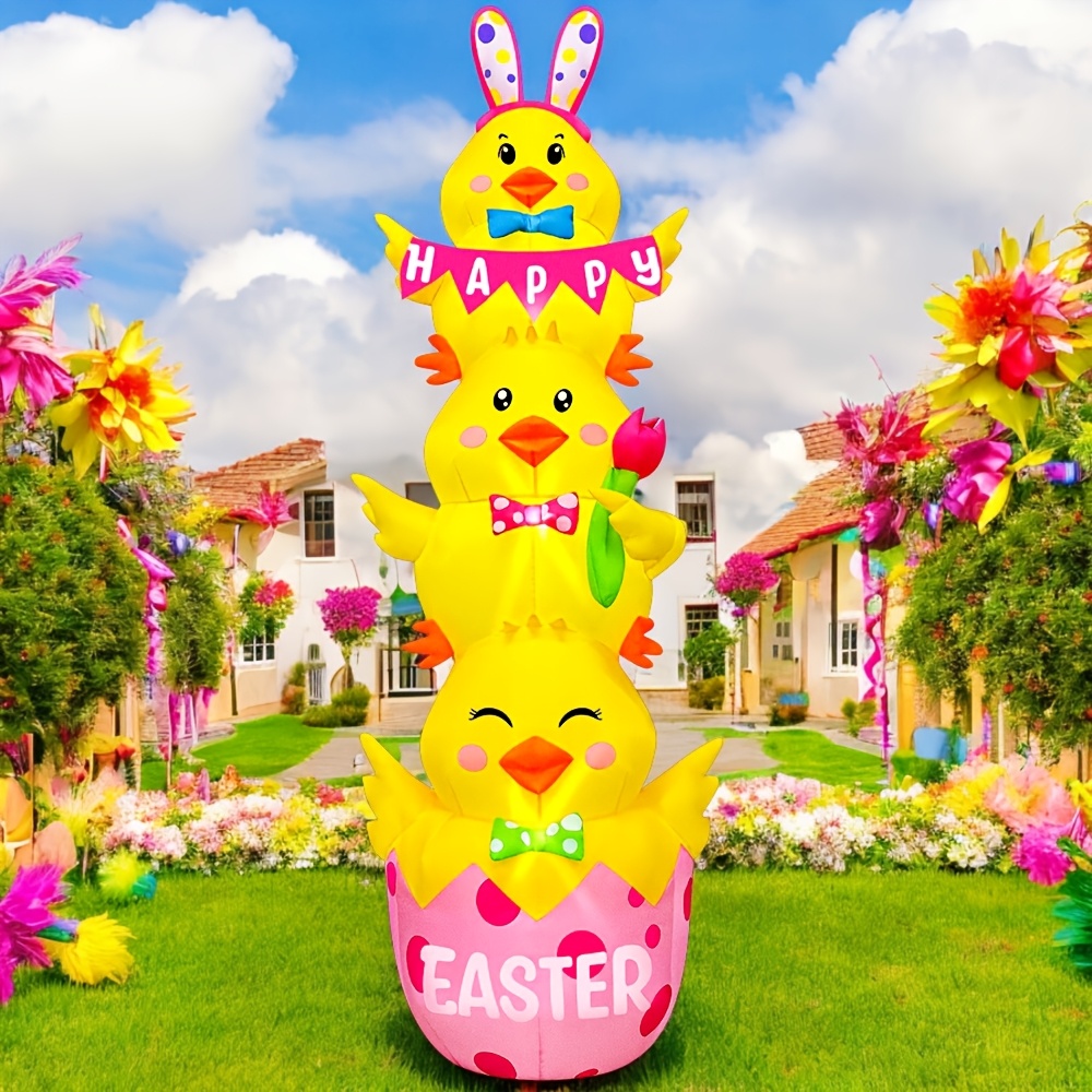 

7ft Easter Inflatable Decorations, Blow Up Yard Decorations With Led Lights For Easter Yard Holiday Party Garden Lawn Décor