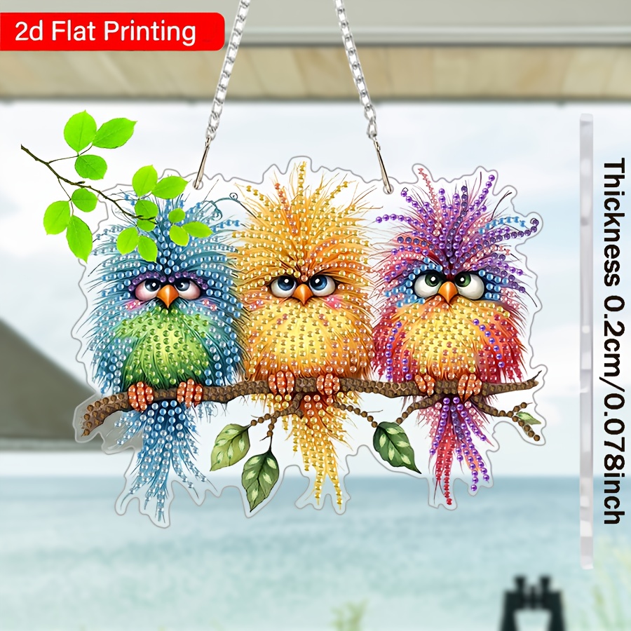Image of 2d/flat 1pc Acrylic Diamond Painting Decoration, Pendant, Suitable For Holiday Decoration, Small On Tree Art Craft Kit, Unique Gift To And Imagination