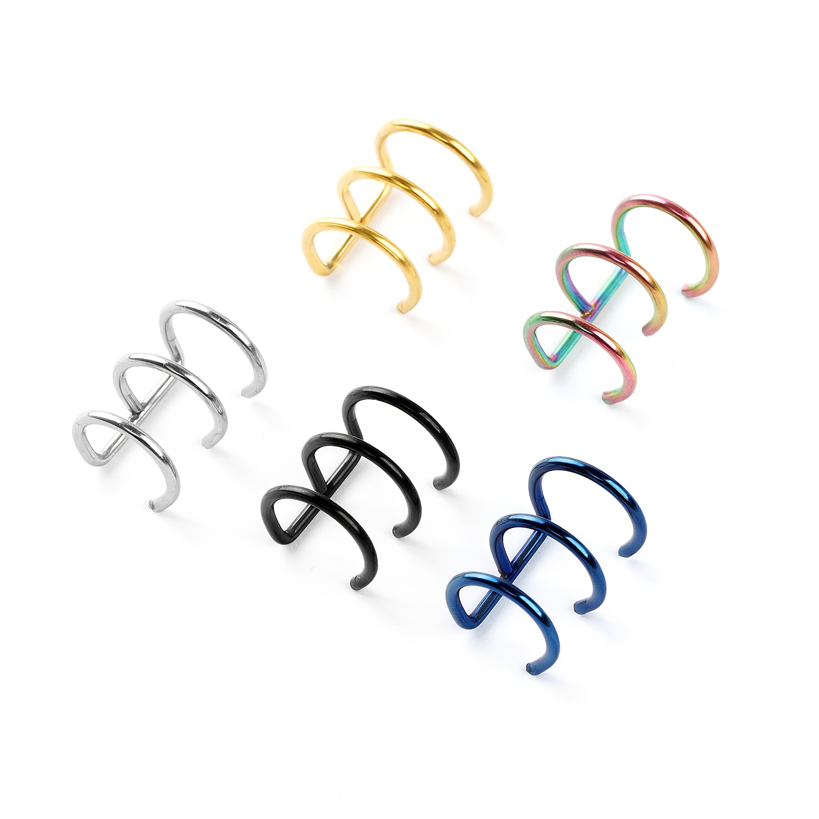Women's U-Shaped Three-Ring Ear Clip, Adjustable Size