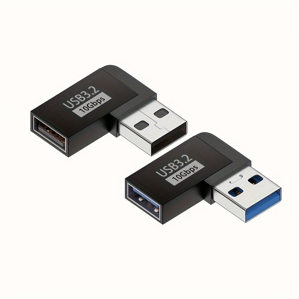 TEMU 2pcs Wowssyo Usb Female To Male 360° Rotating Adapter - 10gbps Charging And Data Transfer, Compact Aluminum Alloy L-shaped Design, Suitable For