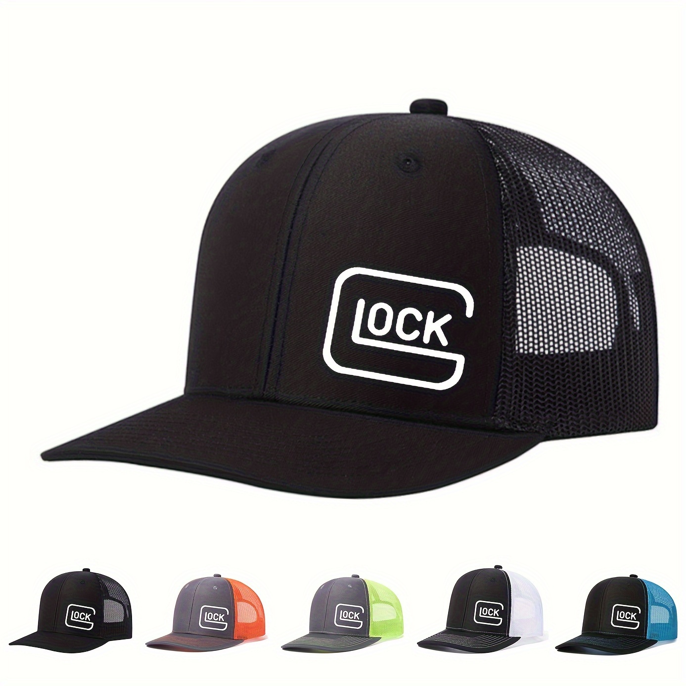 

Breathable Cotton Baseball Cap With 'lock' Print - Adjustable, Lightweight Snapback For Beach Parties & Hiking