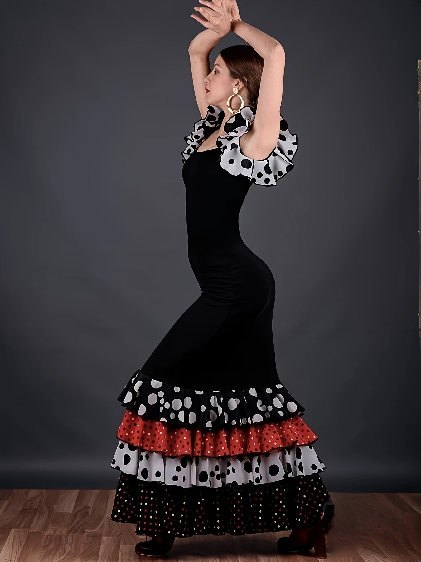 elegant salsa dress Womens Asymmetric Solid Color 3/4 Length Sleeve Latin Dress – DANCEYM