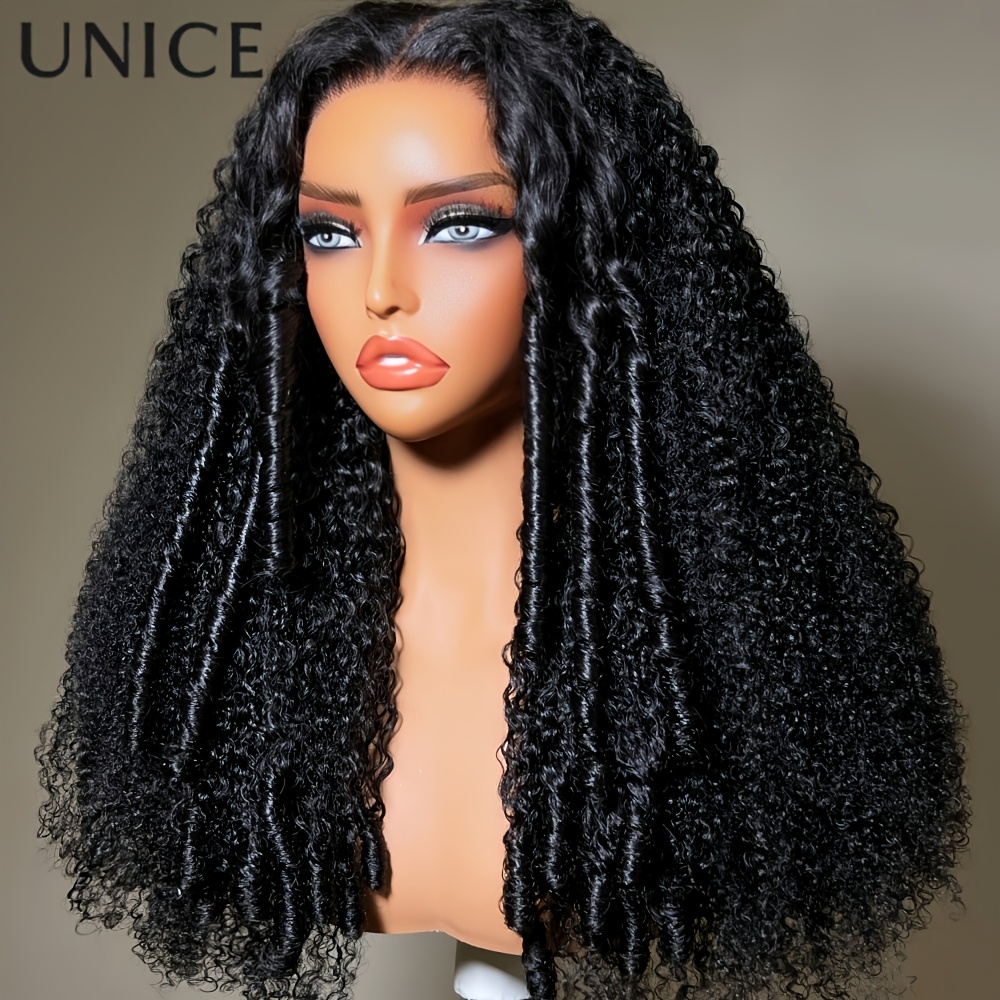 Image of Unice 7x5 Knots Human Hair Glueless Lace Wig With A Curly Afro- And 200% Density