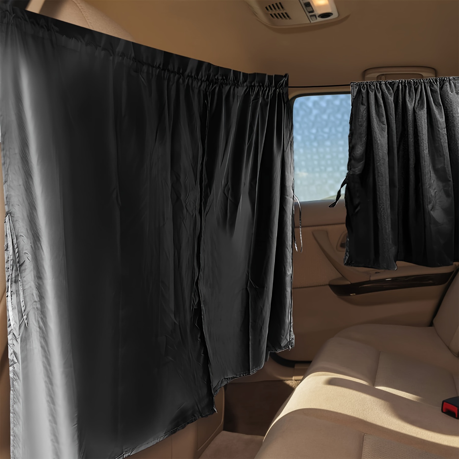 

3pcs/set Car Privacy Curtains, Used For Sleeping In The Car While Camping In An Suv Or Van, Including 1 Rear Seat Partition Curtain And 2 Side Window Partition Curtains.