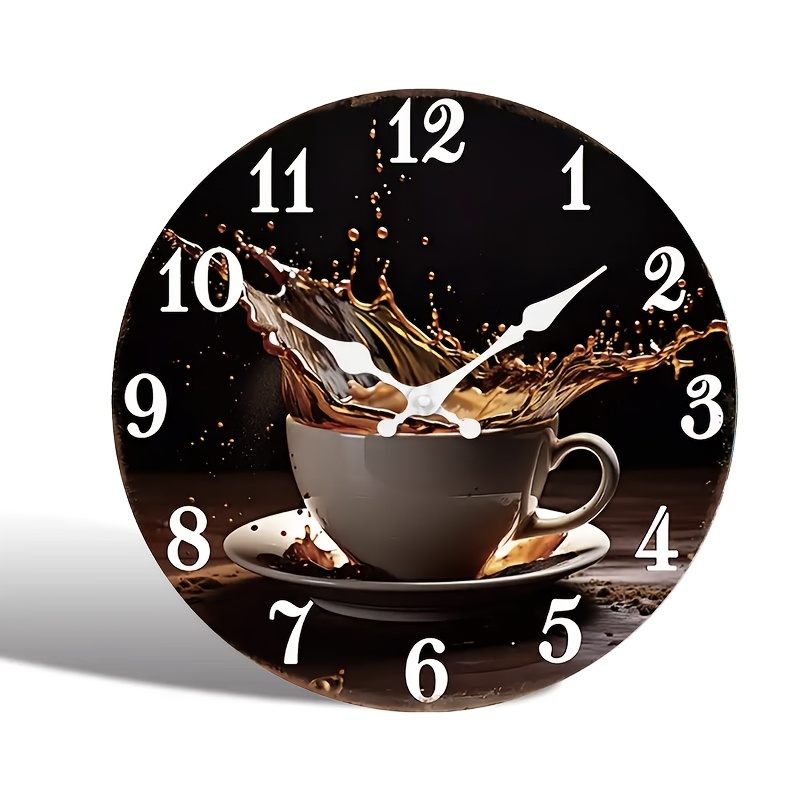 TEMU 1pc Round Wall Clock, , Individualistic , Silent No-tick Wood Clock, Suitable For Bedroom Living Room Office Kitchen Bathroom, Battery Powered