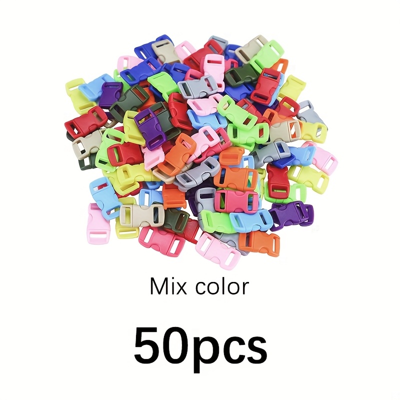 E-shop 50 Stück gemischte Farben 3/8" gebogene Seitenverschluss-Schnallen, sortierte Paracord-Armbänder und Haustierhalsband-Gurtband-Gewebe-Nähzubehör