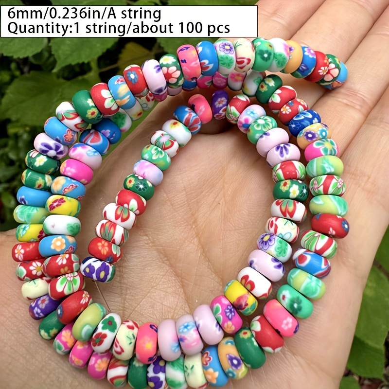 8mm 65pcs / 6mm 100pcs / 110pcs Vibrant Floral Polymer Clay Beads, Ideal For Handmade Bracelets And Necklaces, A For Crafters