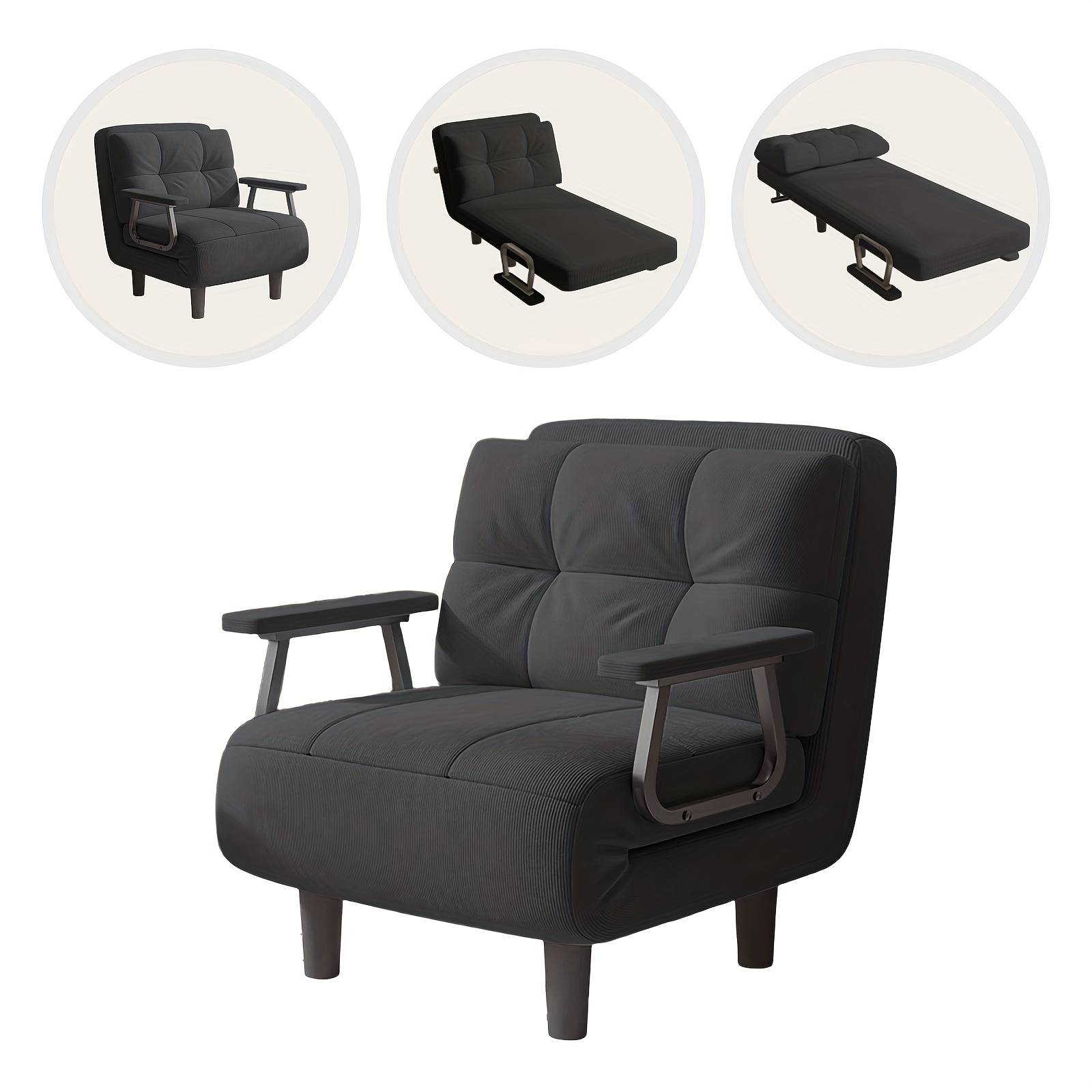 Room Sofa Bed Set Leather Armrest Folding 63 X 20 X 124cm Soft And Breathable Comfortable Sitting And Sleeping, No Pressure For Handling
