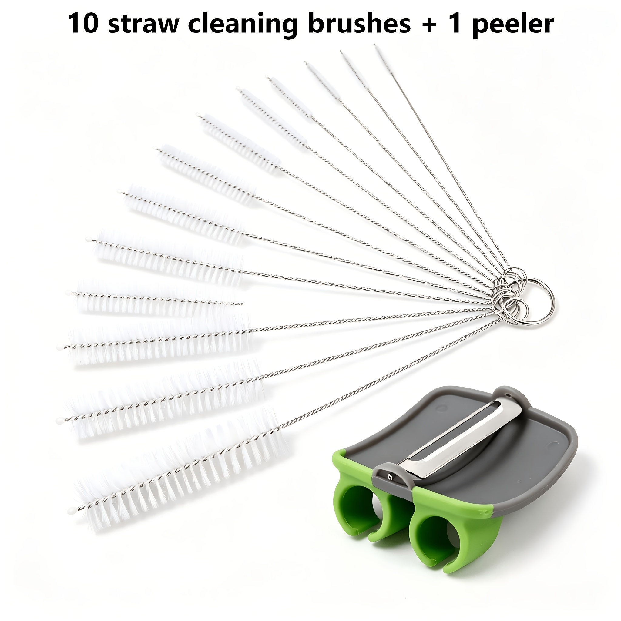 TEMU 10pcs Of Cleaning Brushes With Soft Nylon Bristles - Ideal For Bottles, Glass Tubes, Fish Tanks, And Pipes - Durable Kitchen Tools For Effective